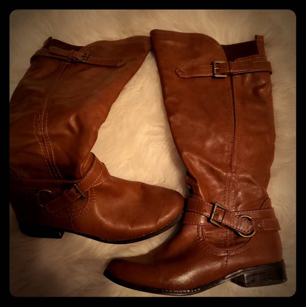 Brown knee high boots